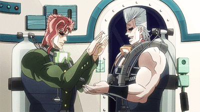 Polnareff and Kakyoin's manly handshake