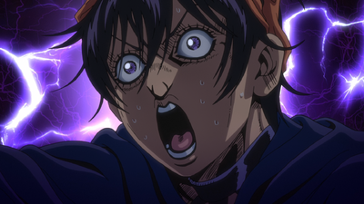 Narancia caught off-guard by the sight of Giorno healing Mista