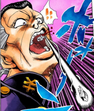 Forcing teeth with cavities out of Okuyasu's mouth...