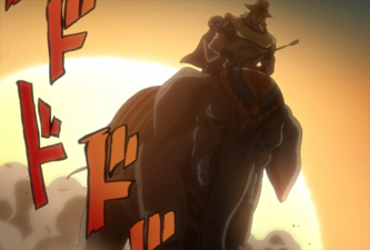Hol Horse on top of an elephant