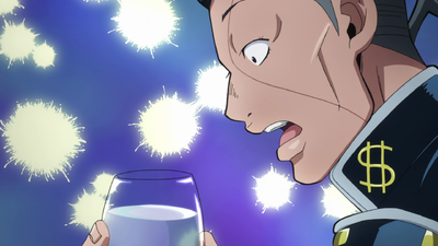 Okuyasu surprised at the taste of the drink