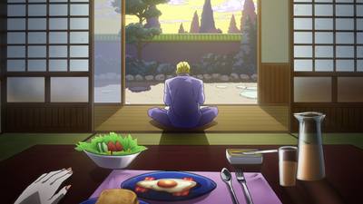 Kira prepares a meal for him and his "girlfriend"
