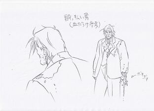 The vampire vagrant's body perspective model sheet from the Phantom Blood movie