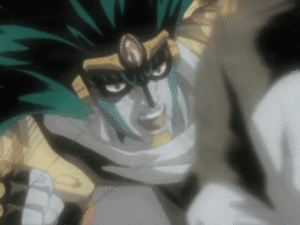 Pummelling Kakyoin's Hierophant Green with a barrage of punches