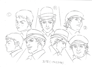 Head perspective model sheet from the Phantom Blood Movie