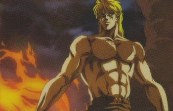 Dio as a vampire atop of the burning Joestar Mansion in the PB Movie