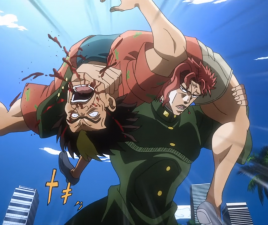 Rubber Soul (with Kakyoin's appearance) attempts to kill a pickpocket