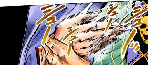 Killer Queen распыляет руку Минако, даже не будучи призванным