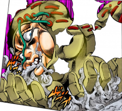 Secco stuffs liquefied pavement in his mouth