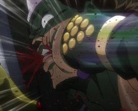Khan punched by Star Platinum