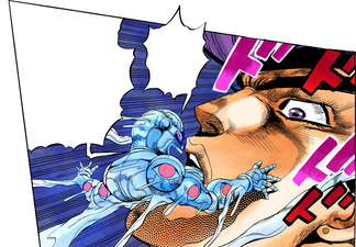 Aqua Necklace going inside Josuke's mouth