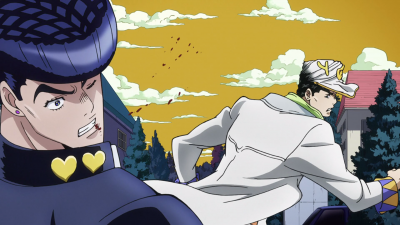 Punched in the face by Jotaro.