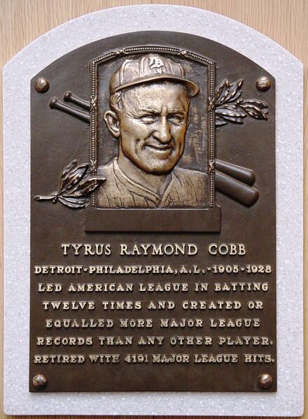 File:Ty Cobb Hall of Fame plaque.jpg