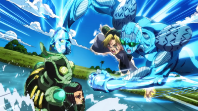 Attacked by Jolyne and Stone Free