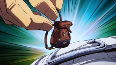 Versus pulling out a tiny bag hidden on Emporio