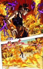 Narancia setting fire to a whole street to find Formaggio