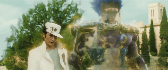 Jotaro and Star Platinum in the live action Diamond is Unbreakable film