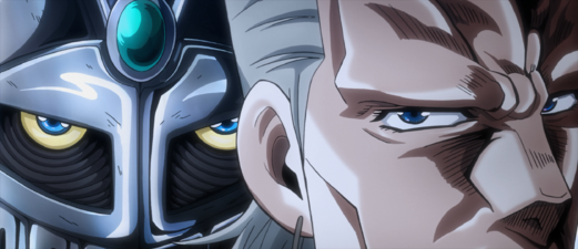 Close-up of Chariot and Polnareff's eyes