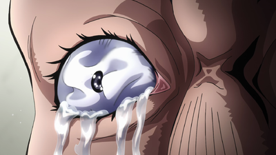 Okuyasu's eyes drying up from excessive crying