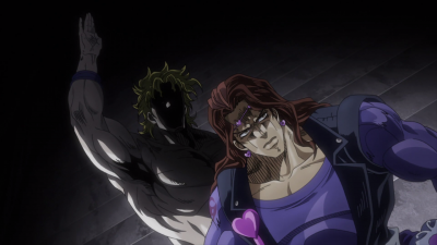Iggy uses his Stand to create a fake DIO out of sand