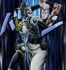 Polnareff shows off Silver Chariot without its armor