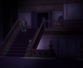 Jotaro walking out the now-empty mansion, Stone Ocean