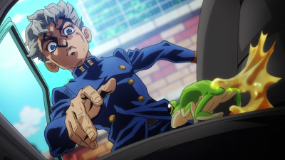 Koichi finding his luggage turned into a frog