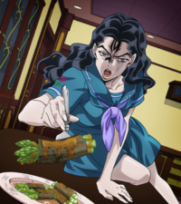 Yukako forces Koichi to eat asparagus wrapped with dictionary pages