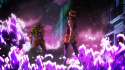 Narancia and Formaggio surrounded by flames