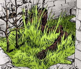 Hidden in grass by Giorno's Gold Experience