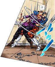 Scolippi gets grabbed by Mista when Rolling Stones disappears
