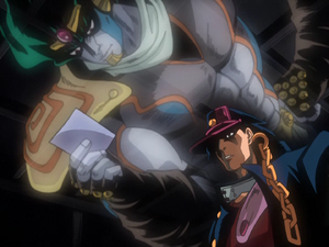 At the Joestar Mansion, Star Platinum is summoned by Jotaro to Inspect the Spirit Photograph