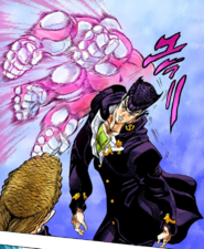 Using his Stand to beat up a bully